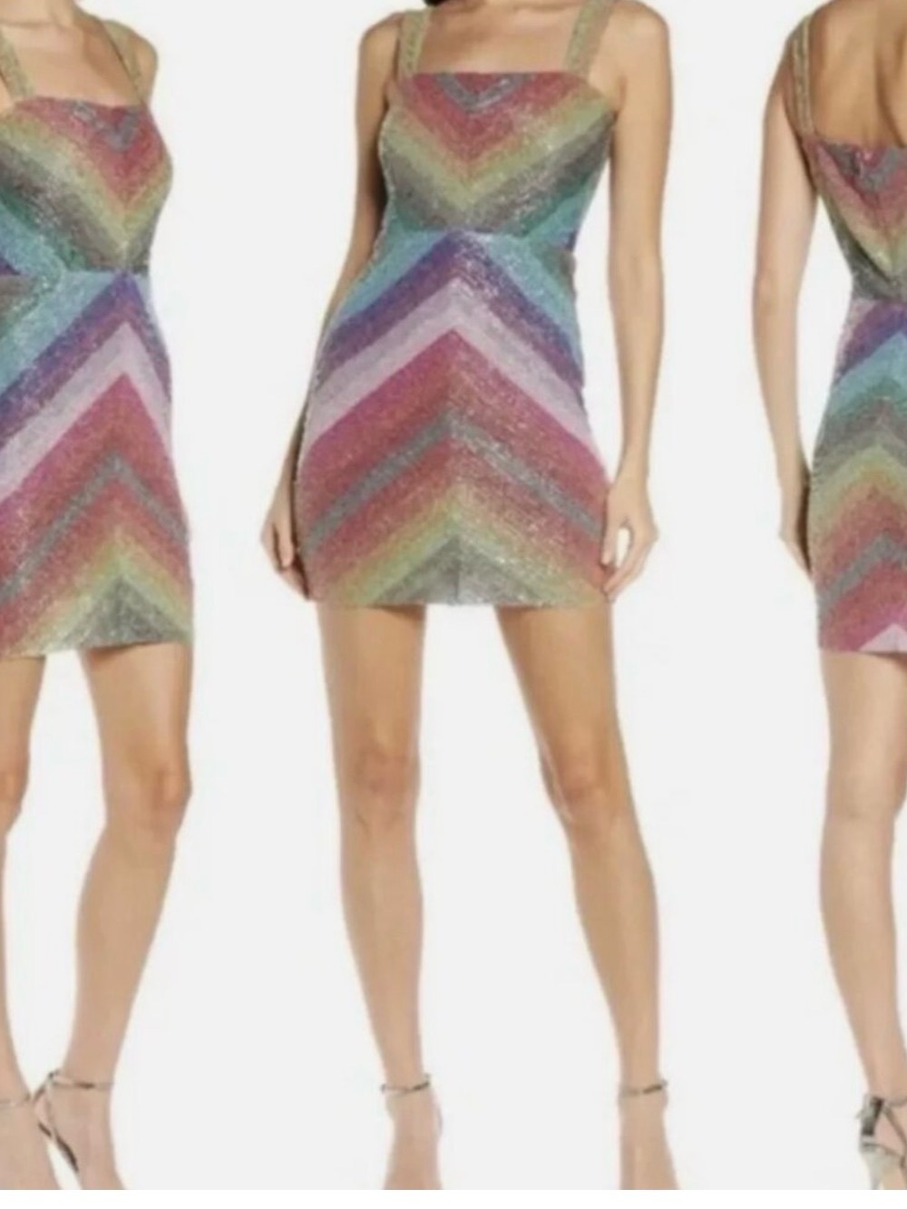 NWOT - SAYLOR Kourtney Stripe Rainbow Body-Con Mini Dress- size S
